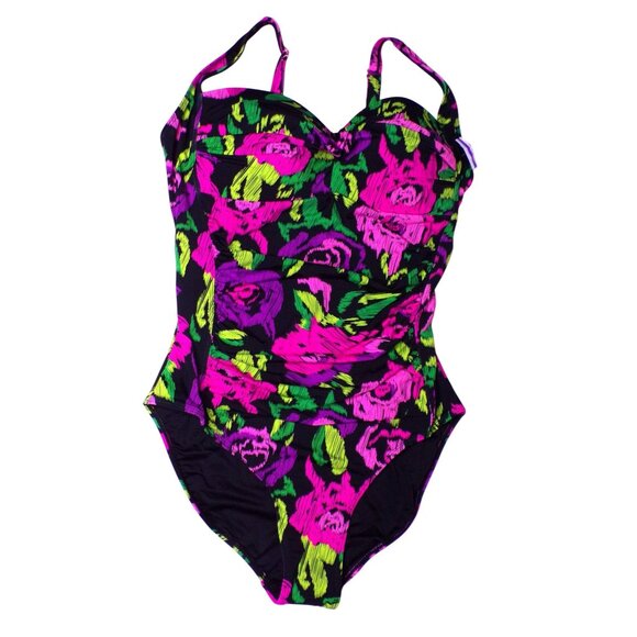 🆕BETSEY JOHNSON One Piece Bandeau Floral Swimsuit Floral Large - Picture 4 of 8
